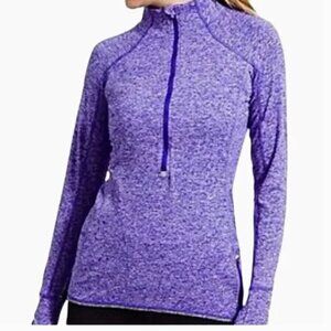 Athleta Womens Jacket XS Purple White Running Wild Half Zip Long Sleeve Stretch